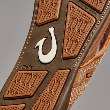 OluKai Tuahine Men's Waterproof Leather Beach Sandals - Toffee