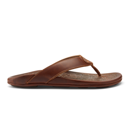 OluKai Mekila Men's Full-Grain Leather Beach Sandals - Natural