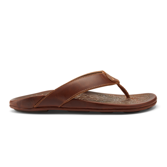OluKai Mekila Men's Full-Grain Leather Beach Sandals - Natural