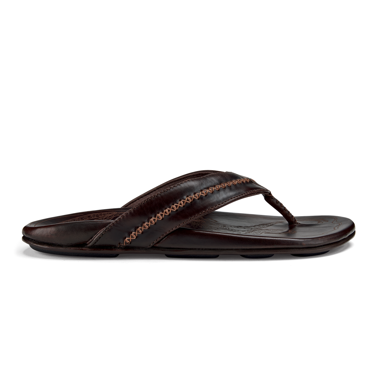 OluKai Mea Ola Men's Leather Beach Sandals - Dark Java
