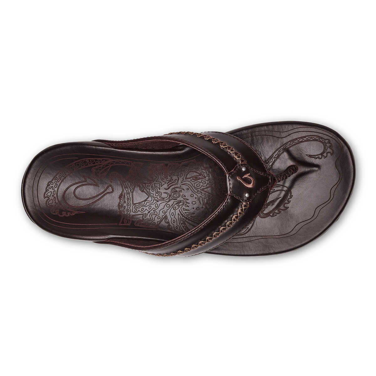 OluKai Mea Ola Men's Leather Beach Sandals - Dark Java
