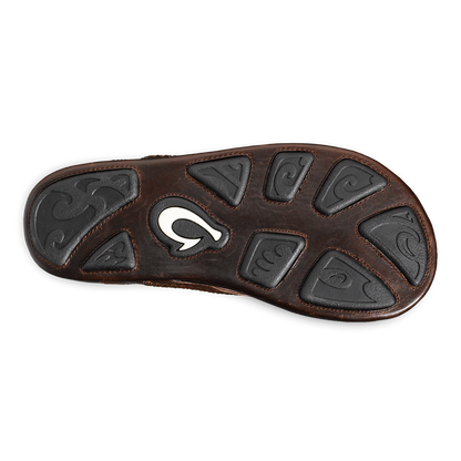 OluKai Mea Ola Men's Leather Beach Sandals - Dark Java