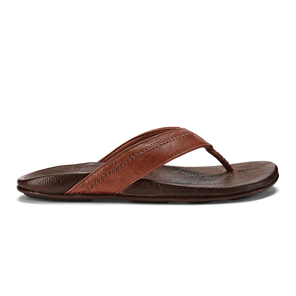 OluKai Hiapo - Rum / Dark Wood Men’s Leather Beach Sandals