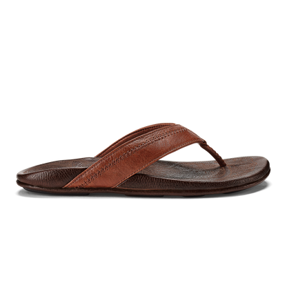 OluKai Hiapo - Rum / Dark Wood Men’s Leather Beach Sandals