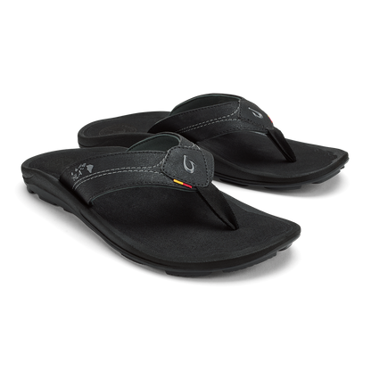 OluKai Kīpī Men’s Comfortable Beach Sandals - Black