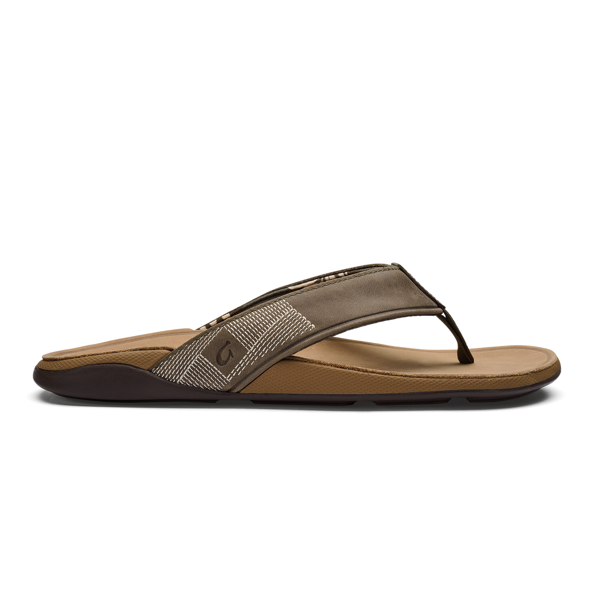 OluKai Tuahine Men's Waterproof Leather Beach Sandals - Hunter