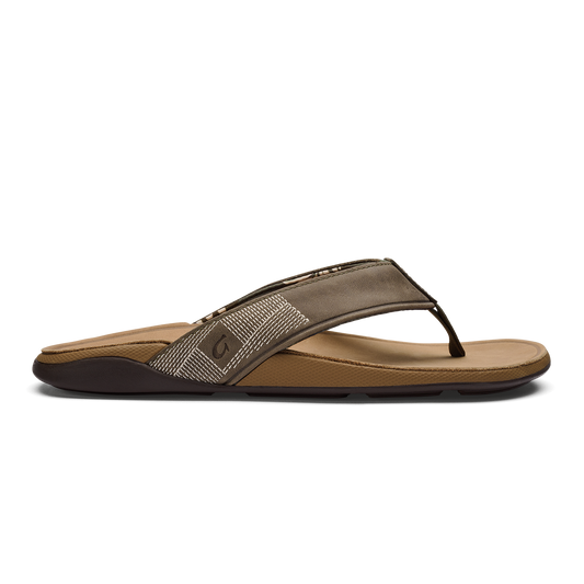 OluKai Tuahine Men's Waterproof Leather Beach Sandals - Hunter
