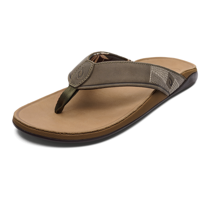 OluKai Tuahine Men's Waterproof Leather Beach Sandals - Hunter
