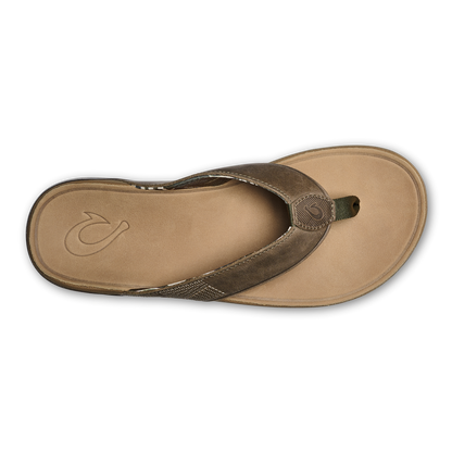 OluKai Tuahine Men's Waterproof Leather Beach Sandals - Hunter
