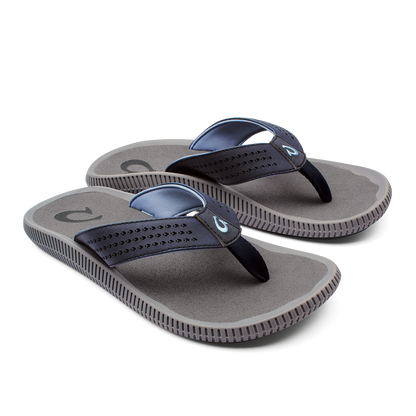 OluKai Ulele Men's Beach Sandals - Blue Depth / Charcoal
