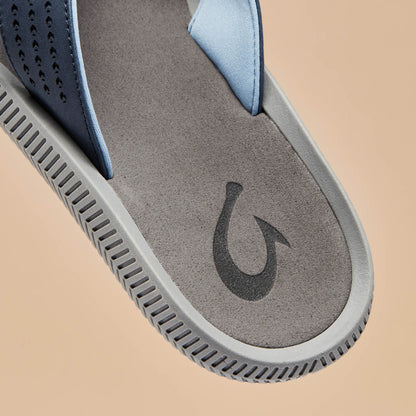 OluKai Ulele Men's Beach Sandals - Blue Depth / Charcoal
