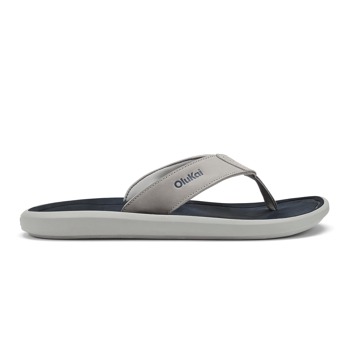 OluKai Pili Men’s Waterproof Leather Sandals - Ash / Mood Indigo