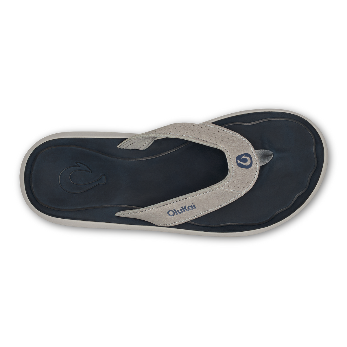 OluKai Pili Men’s Waterproof Leather Sandals - Ash / Mood Indigo
