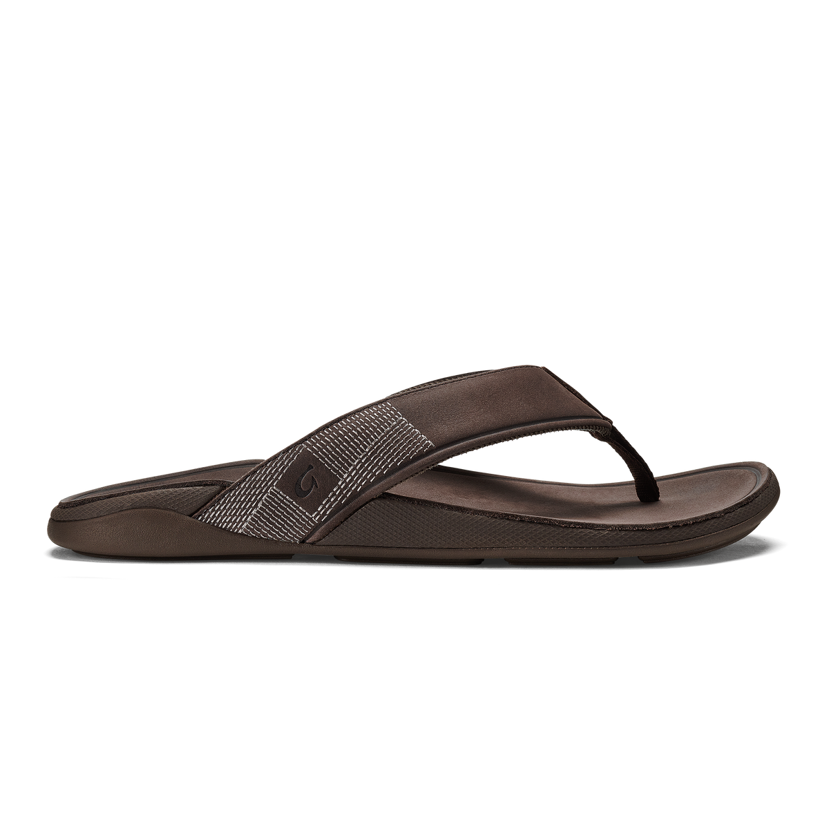 OluKai Tuahine Men's Waterproof Leather Beach Sandals - Dark Wood