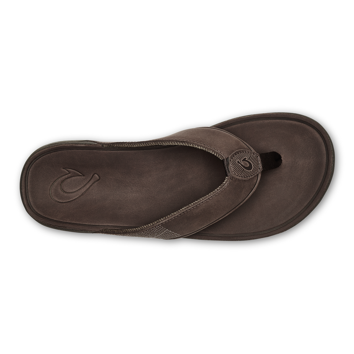 OluKai Tuahine Men's Waterproof Leather Beach Sandals - Dark Wood