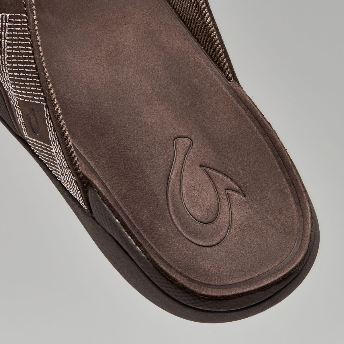 OluKai Tuahine Men's Waterproof Leather Beach Sandals - Dark Wood