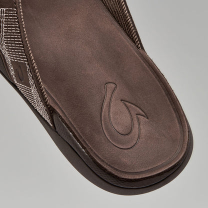OluKai Tuahine Men's Waterproof Leather Beach Sandals - Dark Wood