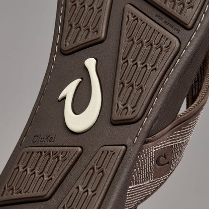 OluKai Tuahine Men's Waterproof Leather Beach Sandals - Dark Wood