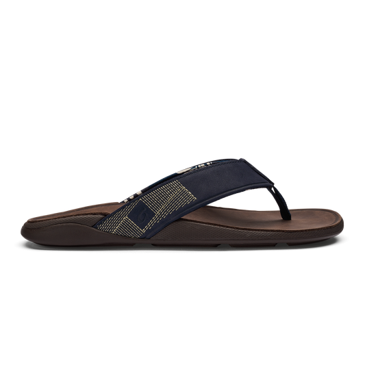 OluKai Tuahine Men's Waterproof Leather Beach Sandals - Trench Blue