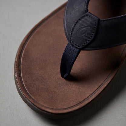 OluKai Tuahine Men's Waterproof Leather Beach Sandals - Trench Blue
