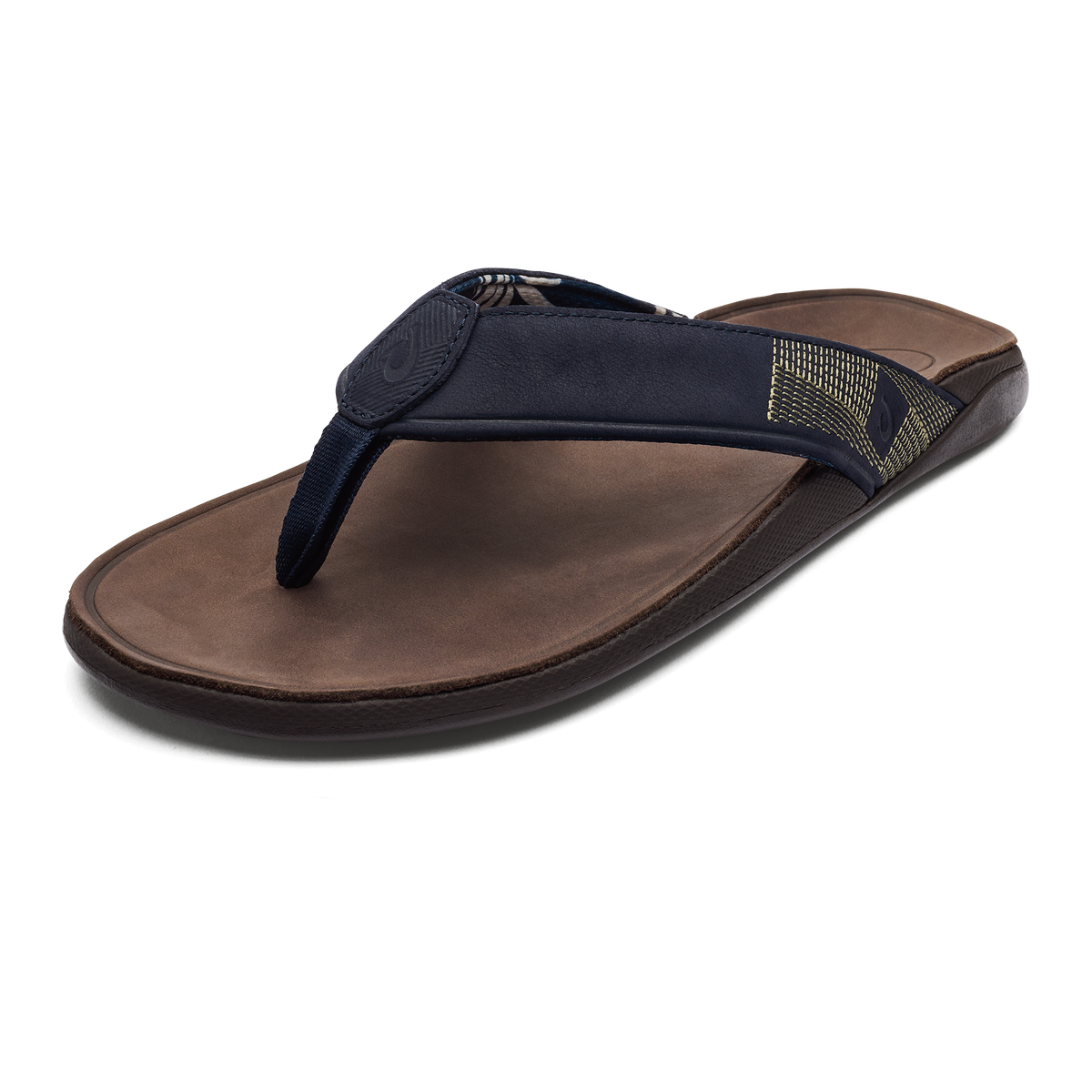 OluKai Tuahine Men's Waterproof Leather Beach Sandals - Trench Blue