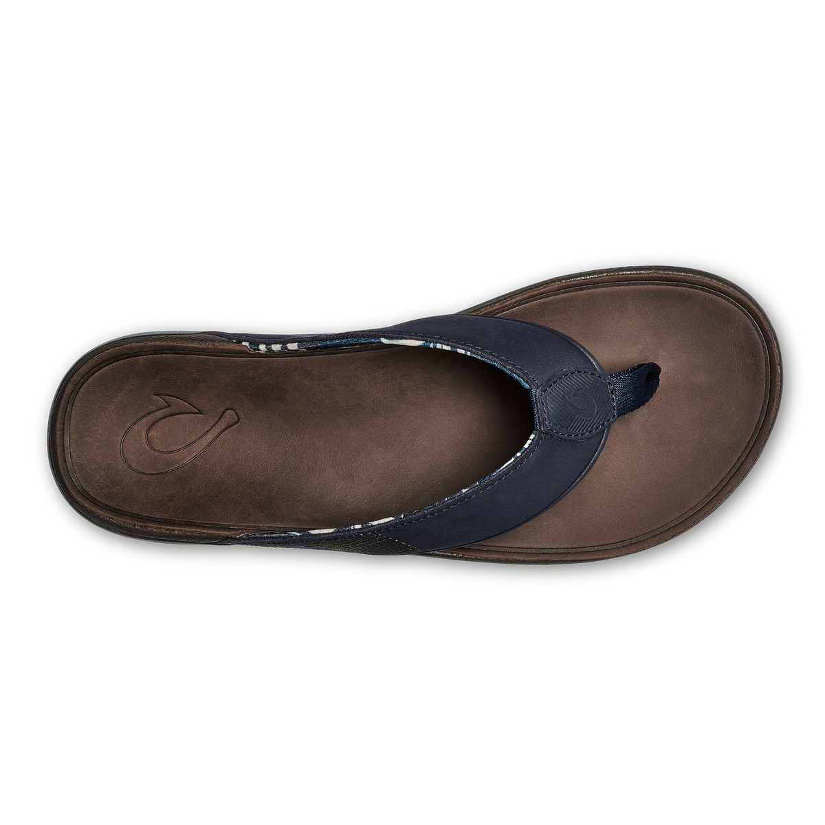 OluKai Tuahine Men's Waterproof Leather Beach Sandals - Trench Blue