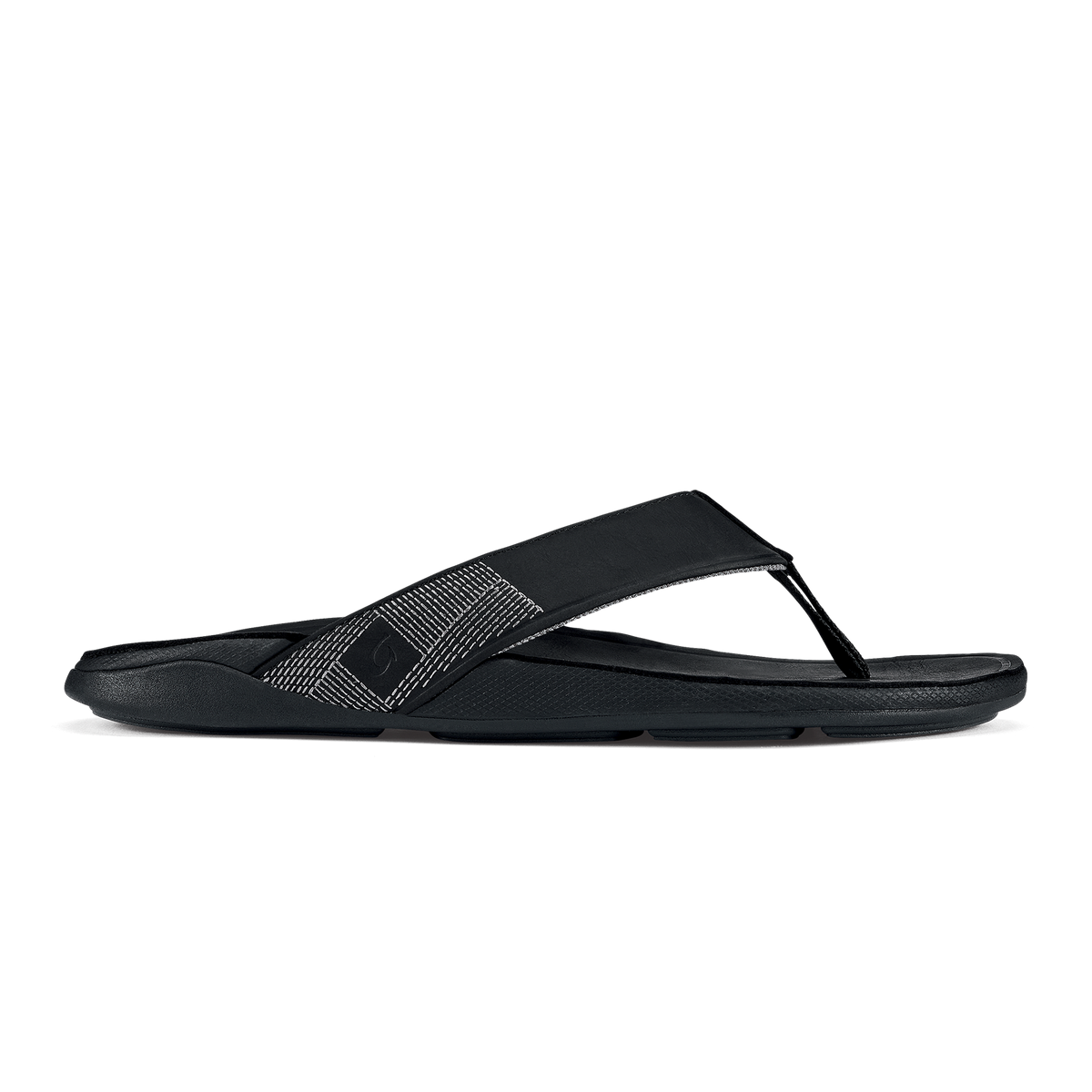 OluKai Tuahine Men's Waterproof Leather Beach Sandals - Black