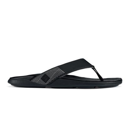 OluKai Tuahine Men's Waterproof Leather Beach Sandals - Black