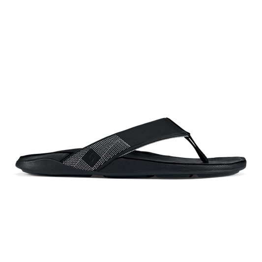 OluKai Tuahine Men's Waterproof Leather Beach Sandals - Black