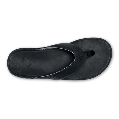 OluKai Tuahine Men's Waterproof Leather Beach Sandals - Black