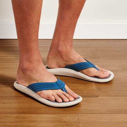 OluKai Ulele Men's Beach Sandals - Slate Blue / Charcoal