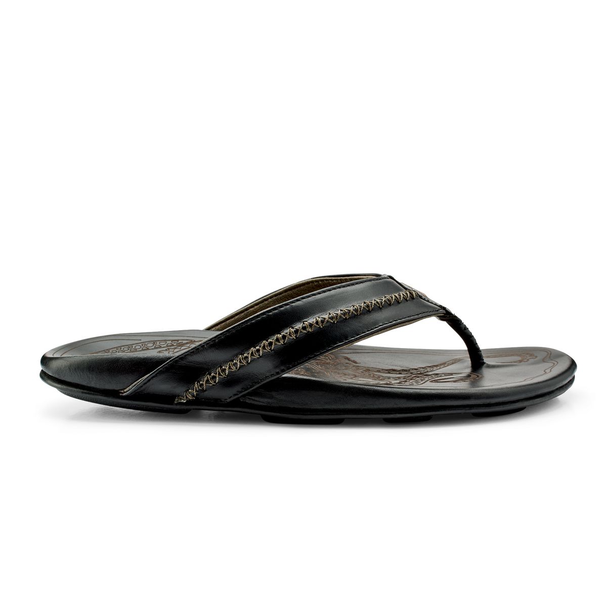 OluKai OluKai Mea Ola - Black | Men's Leather Beach Sandals