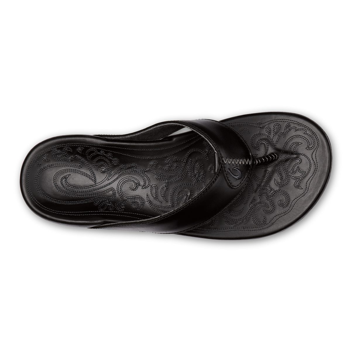 OluKai Mekila Men's Full-Grain Leather Beach Sandals - Black