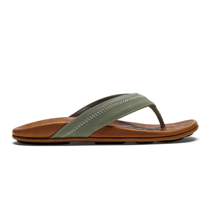 OluKai Hiapo - Odyssey Grey / Sahara Men’s Leather Beach Sandals