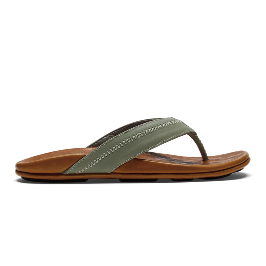 OluKai Hiapo - Odyssey Grey / Sahara Men’s Leather Beach Sandals