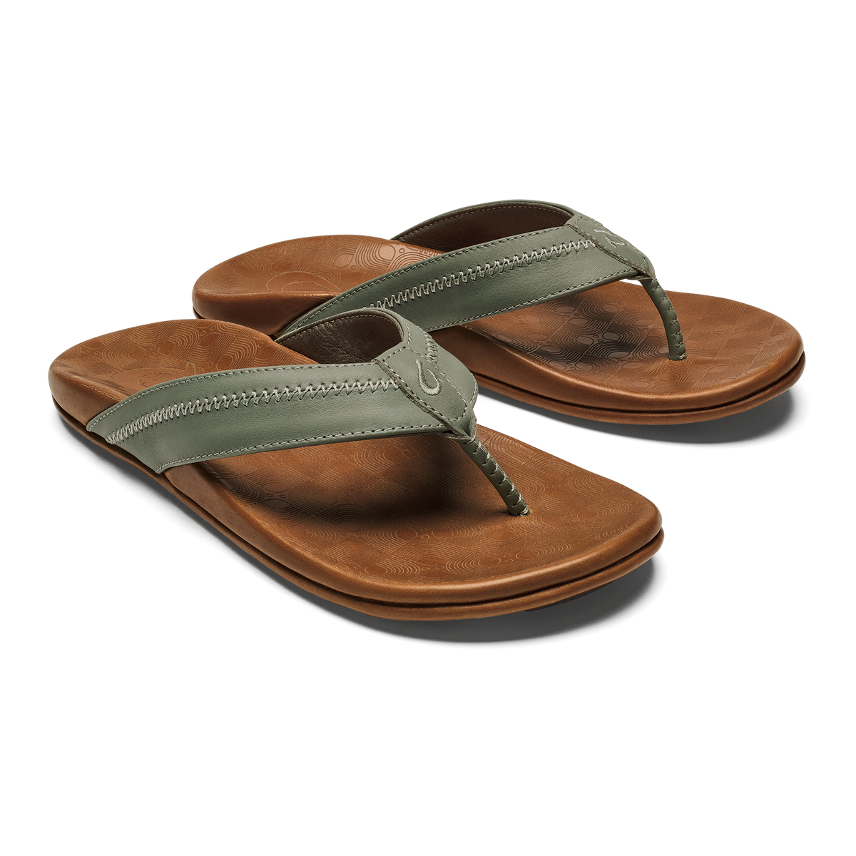 OluKai Hiapo - Odyssey Grey / Sahara Men’s Leather Beach Sandals