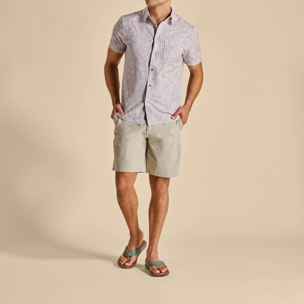 OluKai Hiapo - Odyssey Grey / Sahara Men’s Leather Beach Sandals