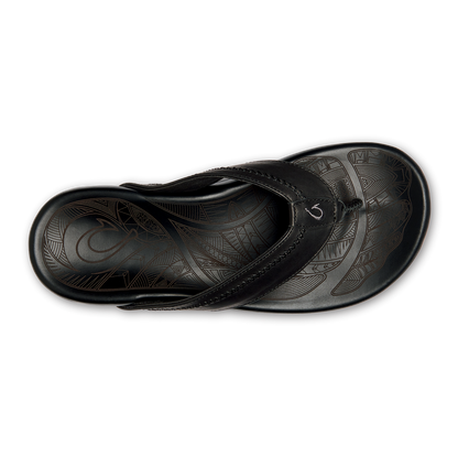 OluKai Hiapo - Lava Rock Men’s Leather Beach Sandals