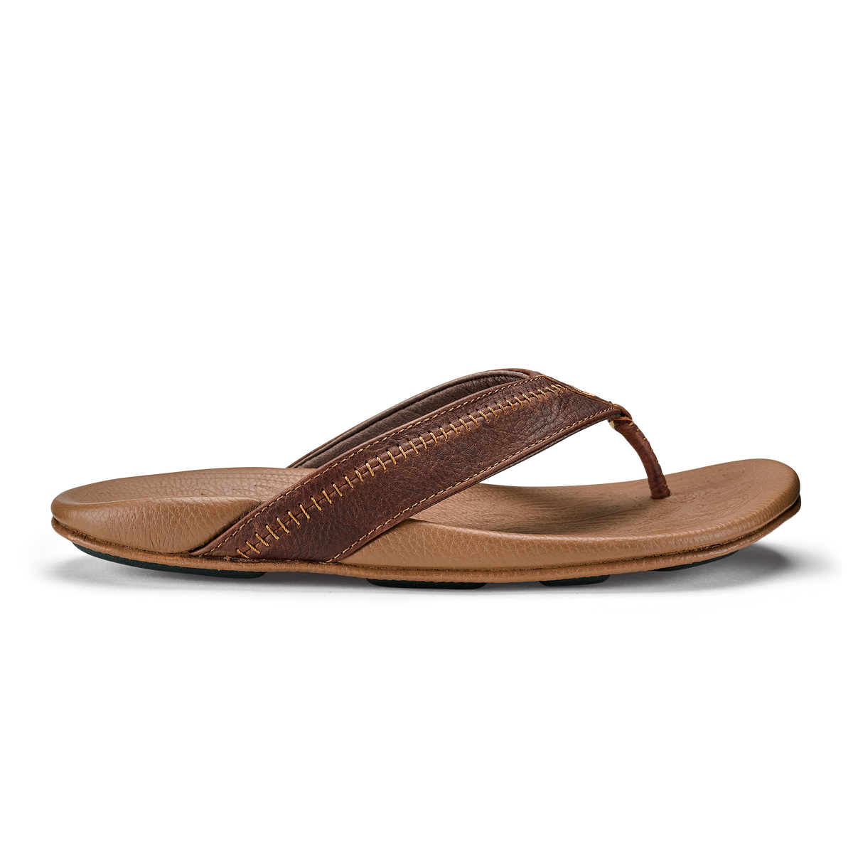OluKai Hiapo -Dark Java / Toffee Men’s Leather Beach Sandals