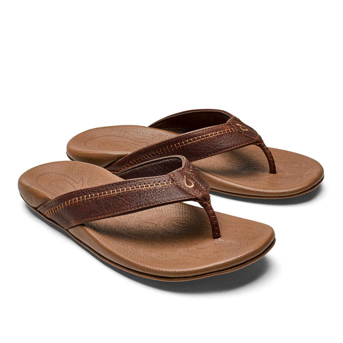 OluKai Hiapo -Dark Java / Toffee Men’s Leather Beach Sandals