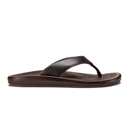 OluKai ‘Ilikai Men‘s Leather Beach Sandals - Dark Wood