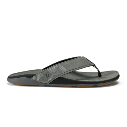 OluKai Tuahine Men's Waterproof Leather Beach Sandals - Rock