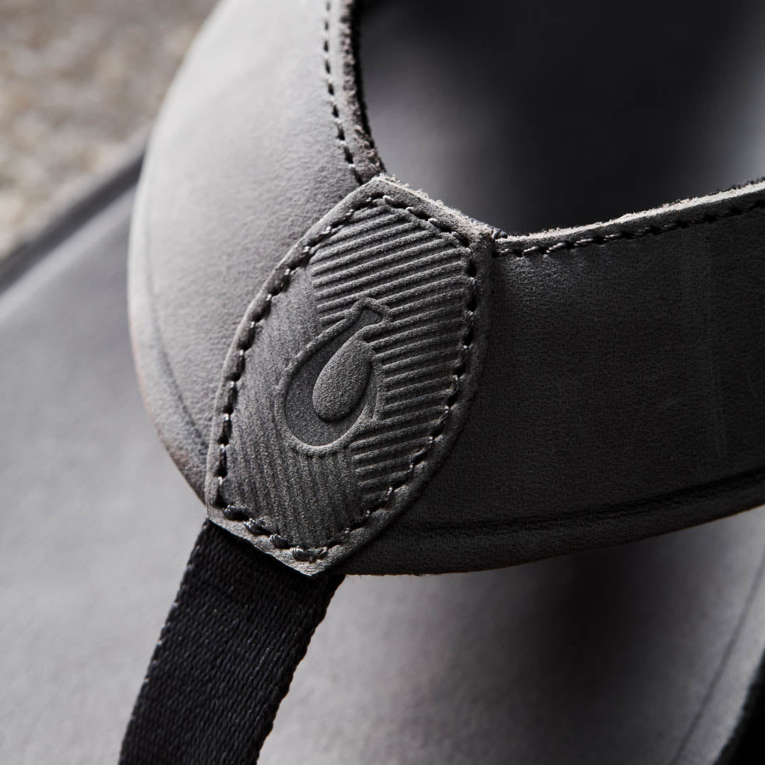 OluKai Tuahine Men's Waterproof Leather Beach Sandals - Rock