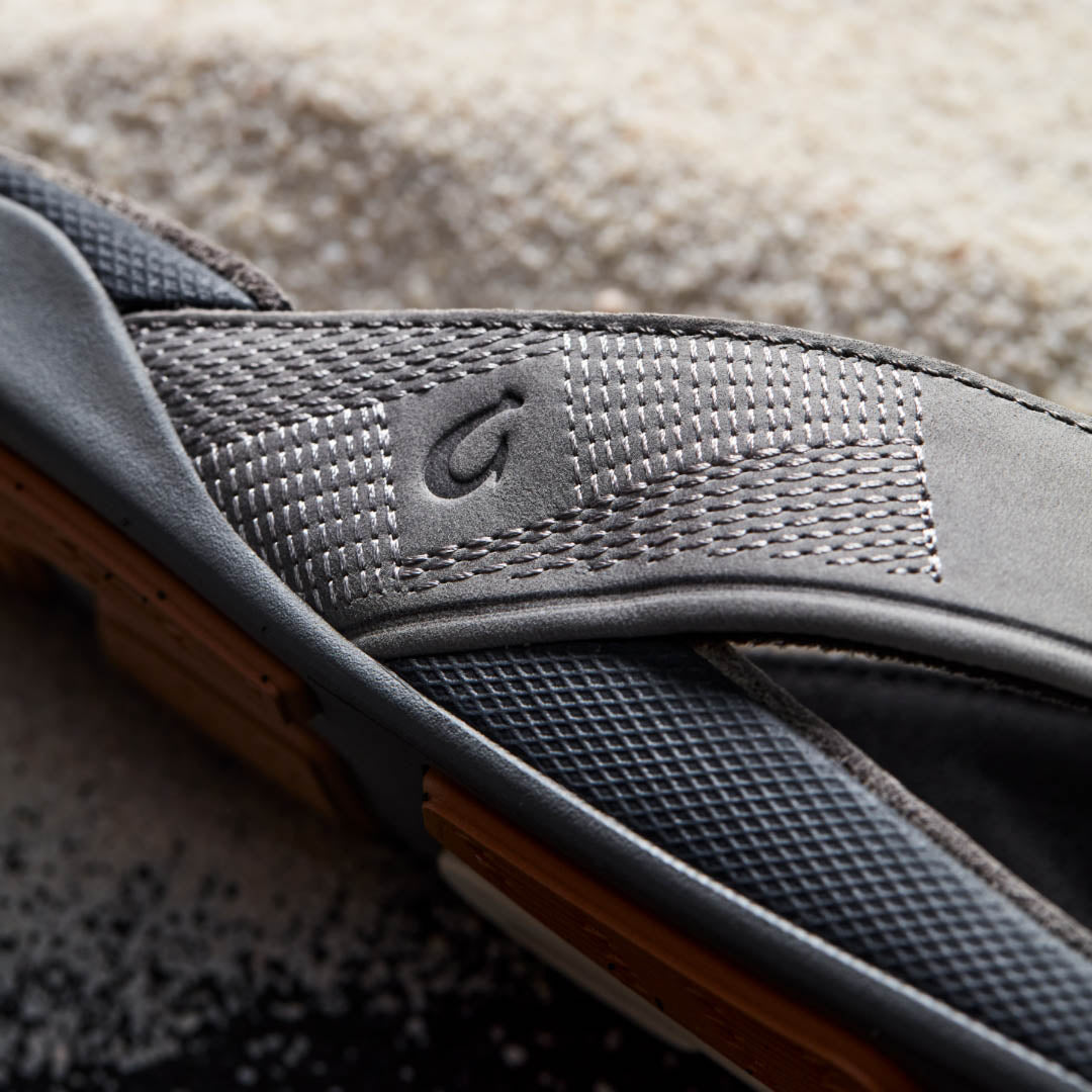 OluKai Tuahine Men's Waterproof Leather Beach Sandals - Rock