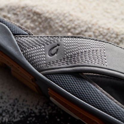 OluKai Tuahine Men's Waterproof Leather Beach Sandals - Rock