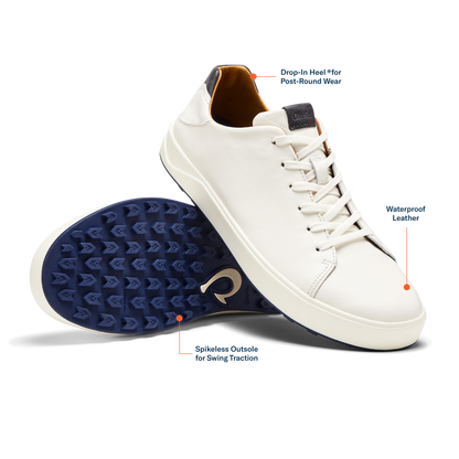 OluKai Wai‘alae Men’s Waterproof Leather Golf Shoes - White