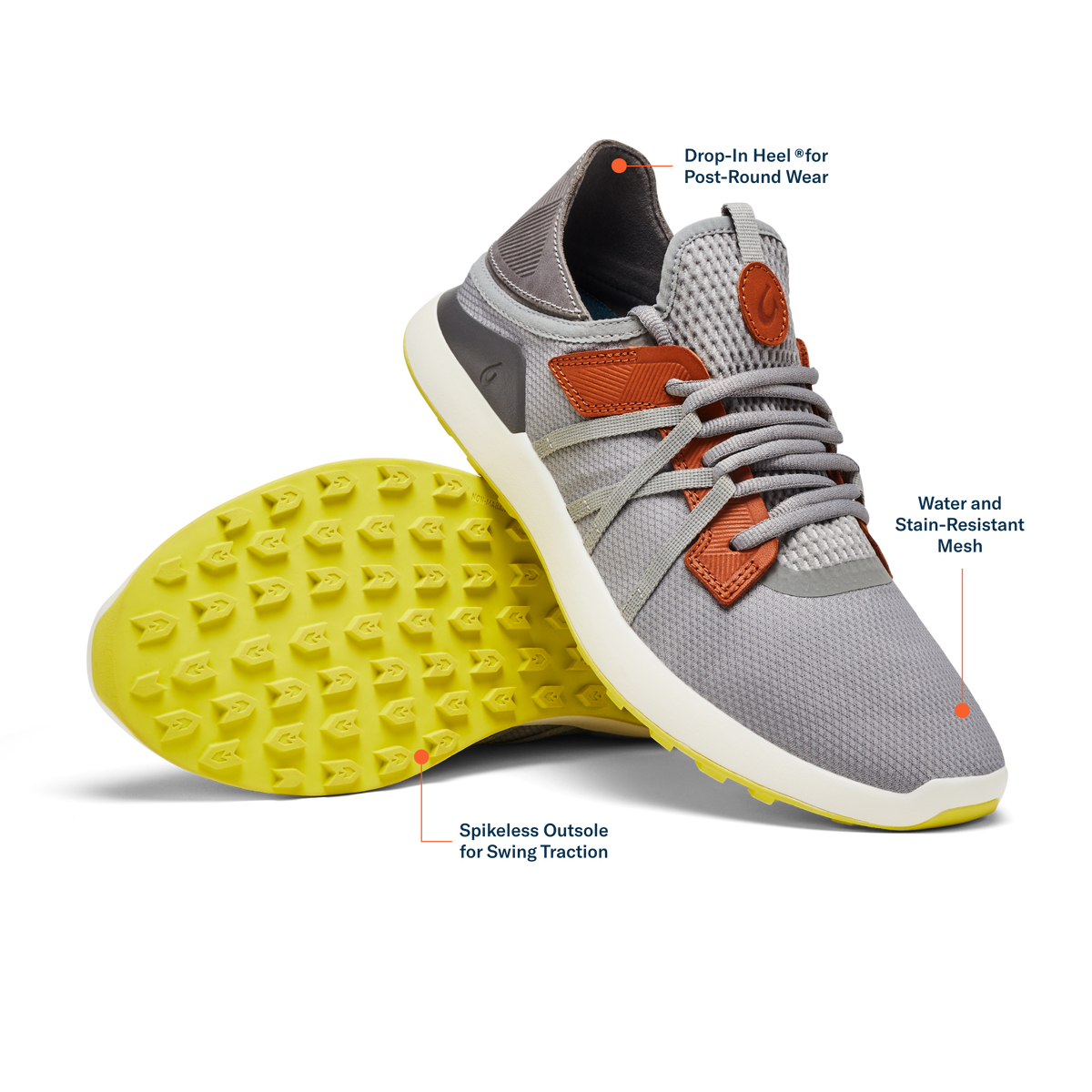 OluKai Manele Men’s Breathable Golf Shoes - Poi / Charcoal