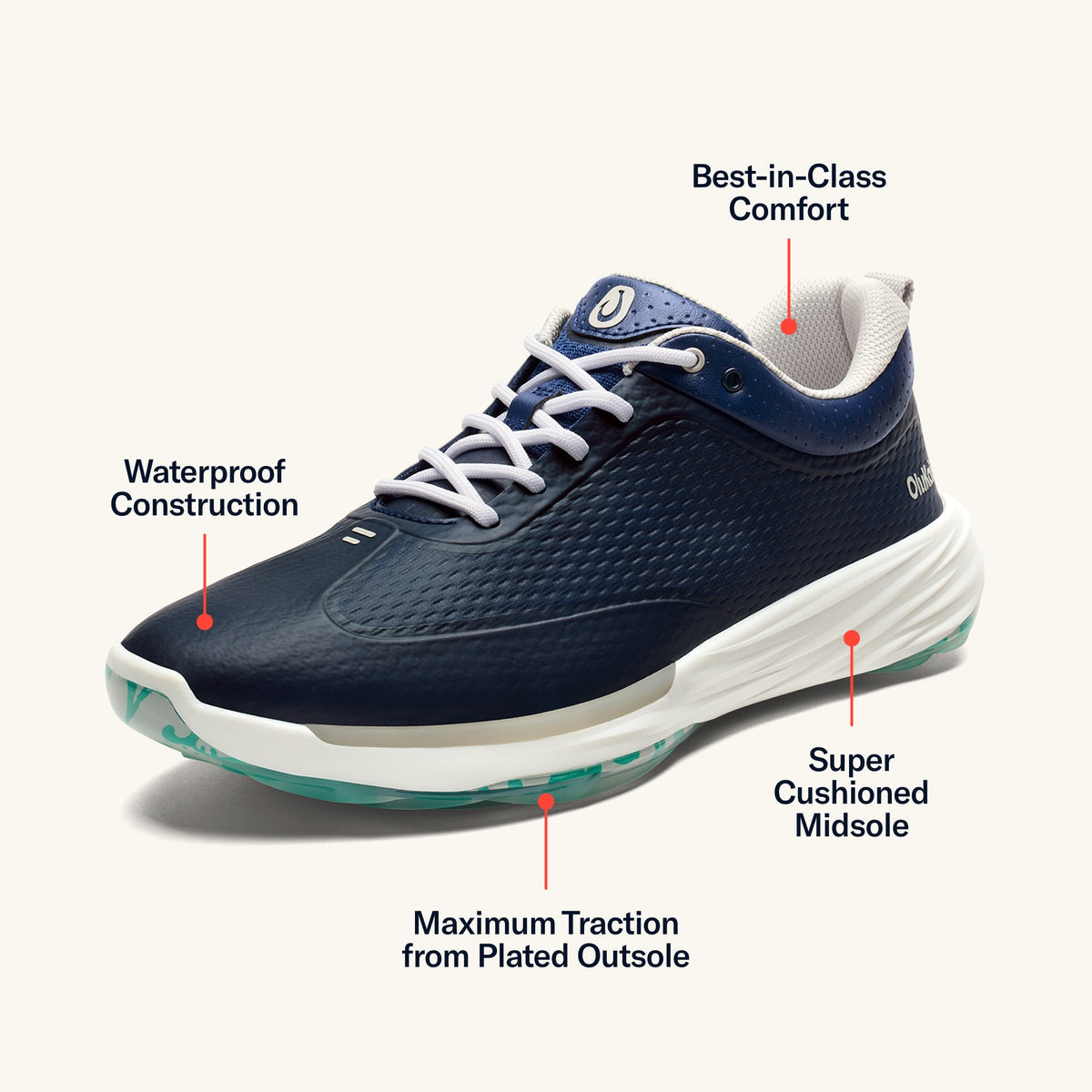 OluKai Mākena Men’s Waterproof Golf Shoes - Mood Indigo