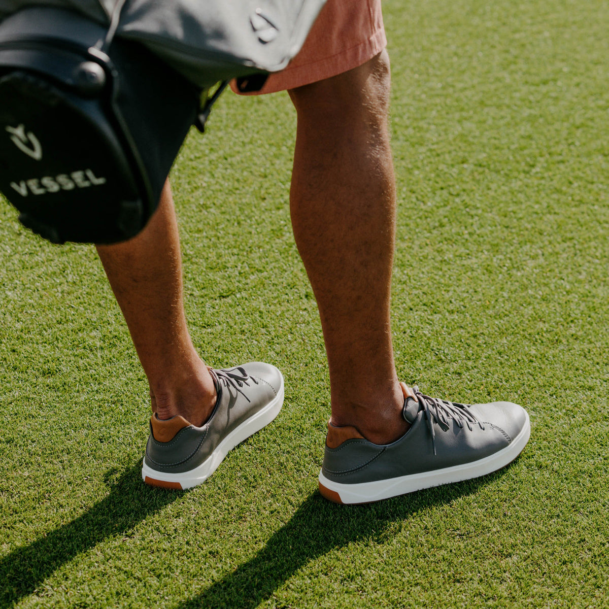 OluKai Wai‘alae Men’s Waterproof Leather Golf Shoes - Stone