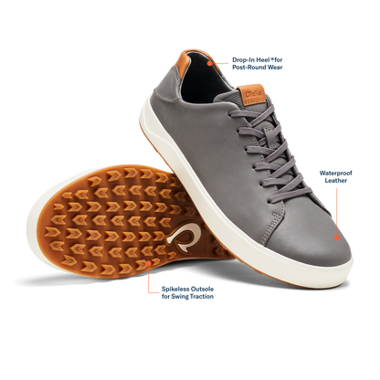OluKai Wai‘alae Men’s Waterproof Leather Golf Shoes - Stone